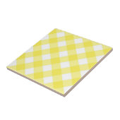 Carreau de céramique jaune et blanc à rayures carr (Côté)