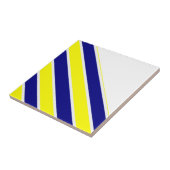 Carreau de céramique jaune et bleu à rayure blanch (Côté)