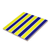 Carreau de céramique jaune et bleu à rayures blanc (Côté)