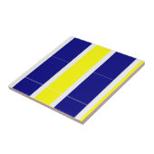 Carreau de céramique jaune et bleu à rayures blanc (Côté)