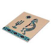 Carreau de céramique Kokopelli turquoise (Côté)