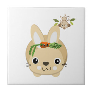 Carreau de céramique Lapin Singe Floral