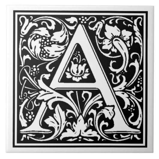 Carreau de céramique - Lettre A monogramme (Devant)