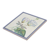 Carreau de céramique lotus et libellule (Côté)