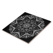 Carreau de céramique mandala noir et blanc (Côté)
