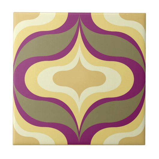 Carreau de céramique marron vert à motif rétro (Devant)