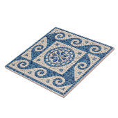 Carreau de céramique méditerranéen en mosaïque ble (Côté)