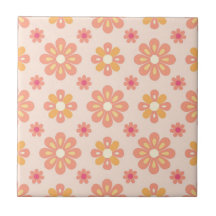 Carreau de céramique mosaïque florale rétro pastel