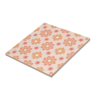 Carreau de céramique mosaïque florale rétro pastel
