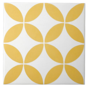 Carreau de céramique - Motif moderne jaune et blan