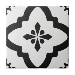 Carreau de céramique - Motif victorien noir et bla