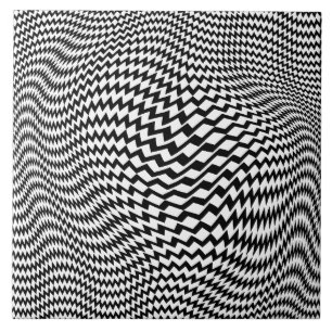 Carreau de céramique noir et blanc Op Art hypnotiq