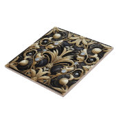 Carreau de céramique noir et or Art Déco de luxe (Côté)