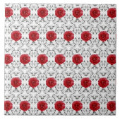 Carreau de céramique - noir Scrollwork de rose (Devant)