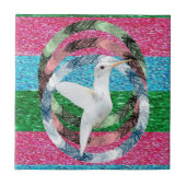 Carreau de céramique Oiseau blanc circulaire (Devant)