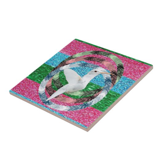 Carreau de céramique Oiseau blanc circulaire (Côté)