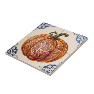 Carreau de céramique orange citrouille azulejo mos