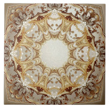 Carreau de céramique orné doré