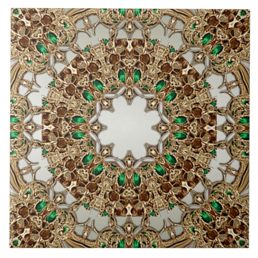 Carreau de céramique orné doré élégant (Devant)