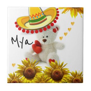 Carreau de céramique Ours en peluche Tournesol bla