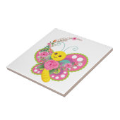 Carreau de céramique Papillon floral blanc (Côté)