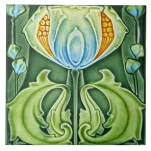 Carreau de céramique - Période Arts & Crafts flora