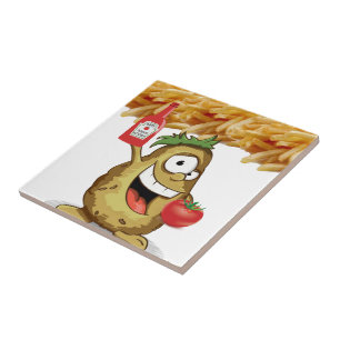 Carreau de céramique pomme de terre frites ketchup