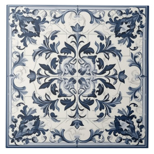 Carreau de céramique portugais bleu et blanc sans
