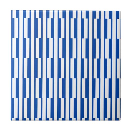 Carreau de céramique rayé bleu et blanc (Devant)