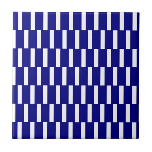 Carreau de céramique rayé bleu et blanc (Devant)