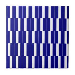 Carreau de céramique rayé bleu et blanc