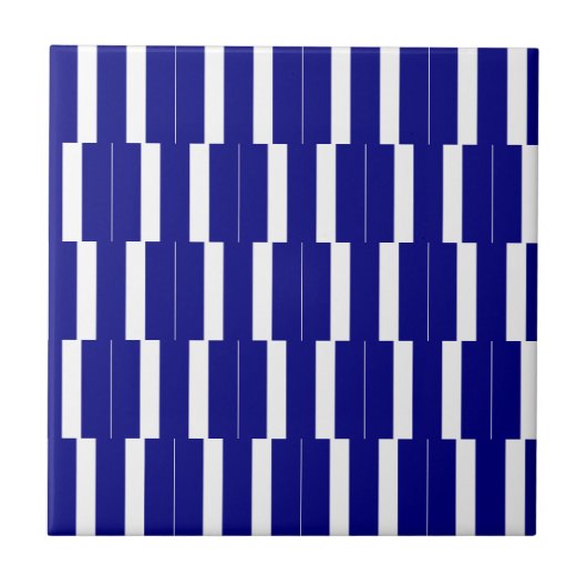 Carreau de céramique rayé bleu et blanc (Devant)