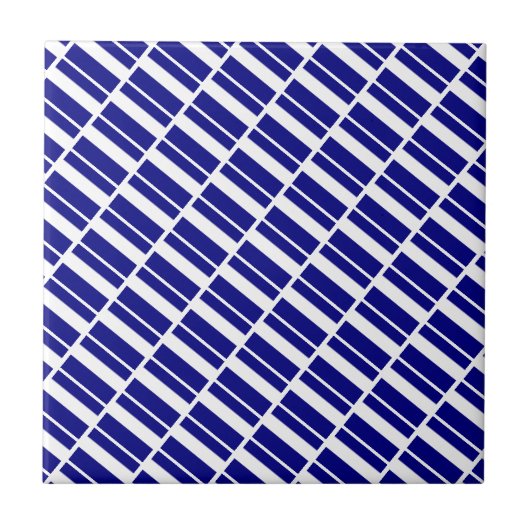 Carreau de céramique rayé bleu et blanc (Devant)