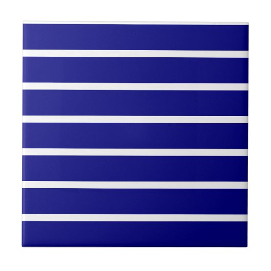 Carreau de céramique rayé bleu et blanc (Devant)