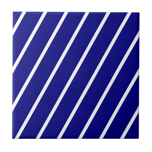 Carreau de céramique rayé bleu et blanc (Devant)