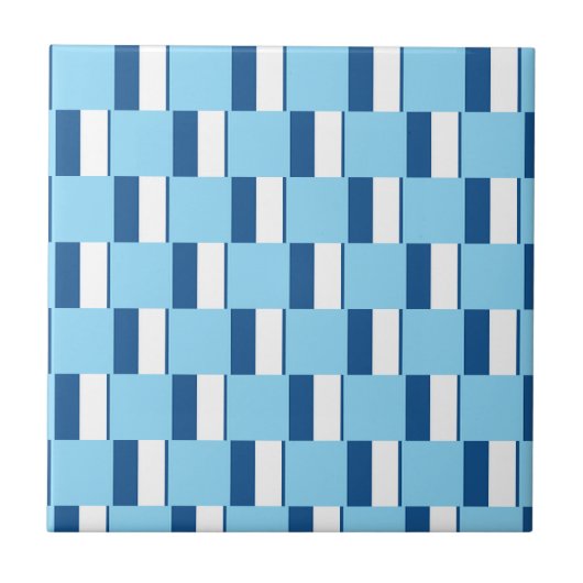Carreau de céramique rayé bleu et blanc (Devant)