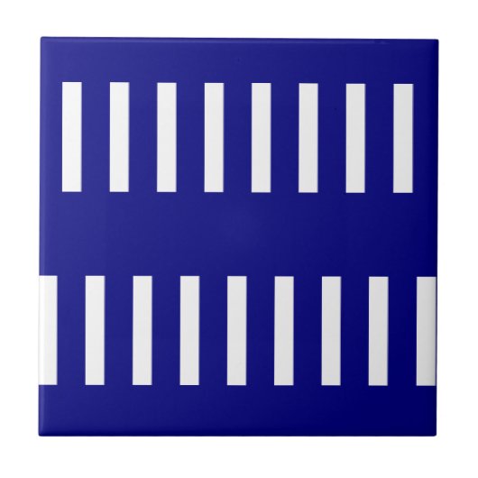 Carreau de céramique rayé bleu et blanc (Devant)