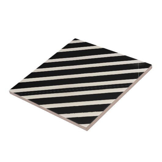 Carreau de céramique rayé noir et beige (Côté)