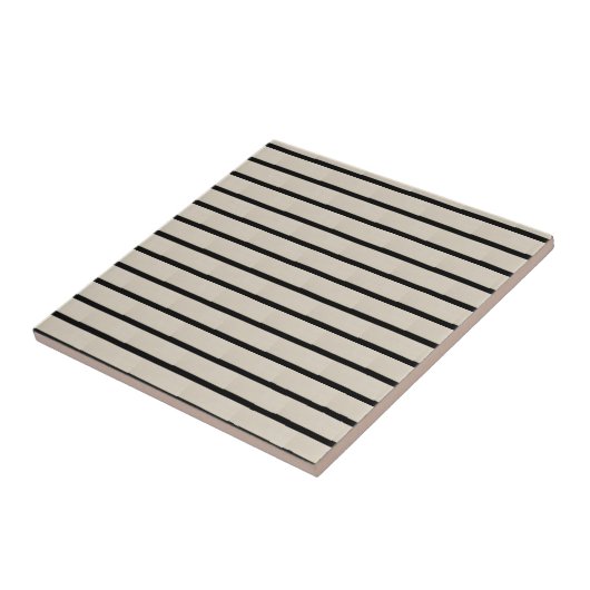 Carreau de céramique rayé noir et beige (Côté)