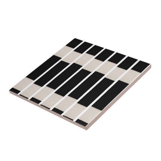 Carreau de céramique rayé noir et beige (Côté)