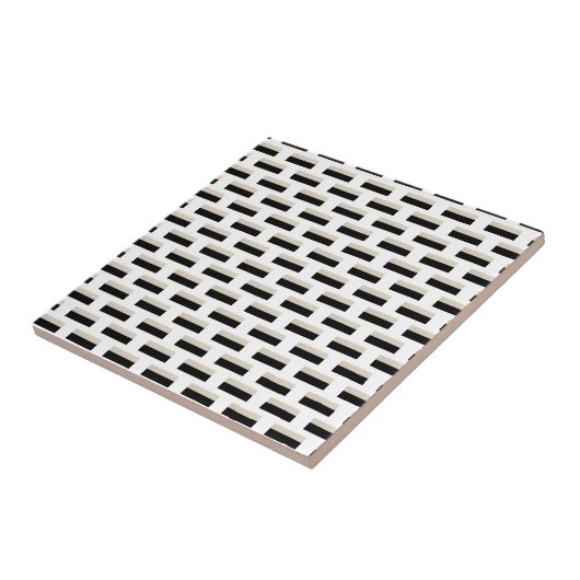 Carreau de céramique rayé noir et blanc (Côté)