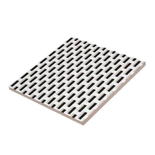 Carreau de céramique rayé noir et blanc (Côté)