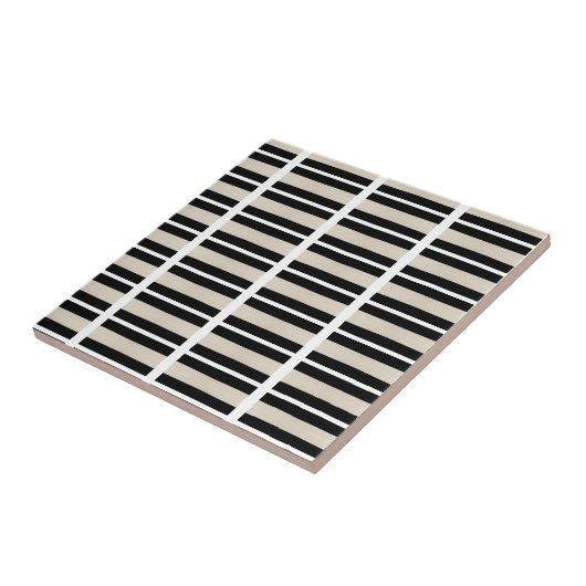 Carreau de céramique rayé noir et blanc (Côté)