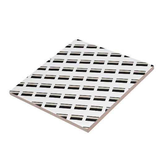 Carreau de céramique rayé noir et blanc (Côté)