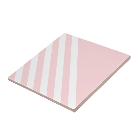 Carreau de céramique rayé rose et blanc (Côté)