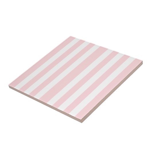 Carreau de céramique rayé rose et blanc (Côté)