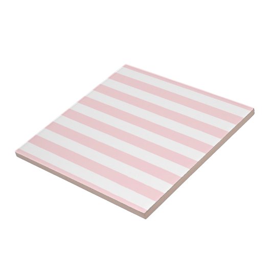 Carreau de céramique rayé rose et blanc rayé (Côté)