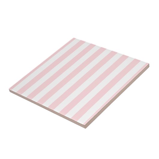 Carreau de céramique rayé rose et blanc rayé (Côté)