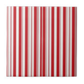 Carreau de céramique rayé rouge et blanc (Devant)