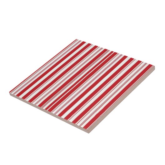 Carreau de céramique rayé rouge et blanc (Côté)